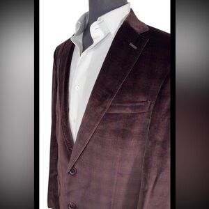 HART SCHAFFNER MARX PLAID VELVET SPORT COAT SZ 40R